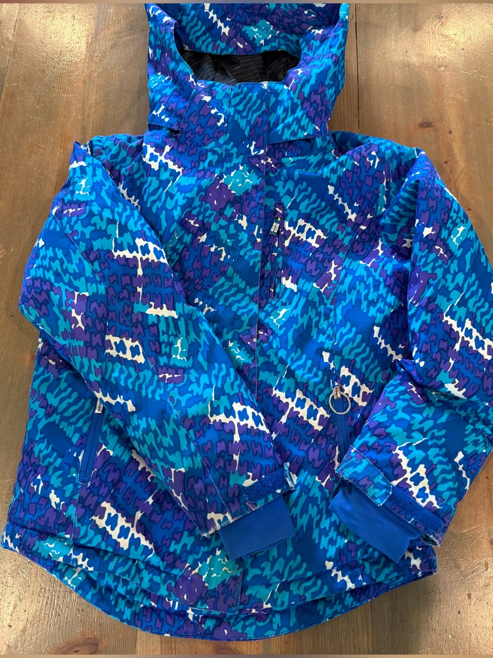 Kids Blue Ski Snow Hooded Winter Jacket